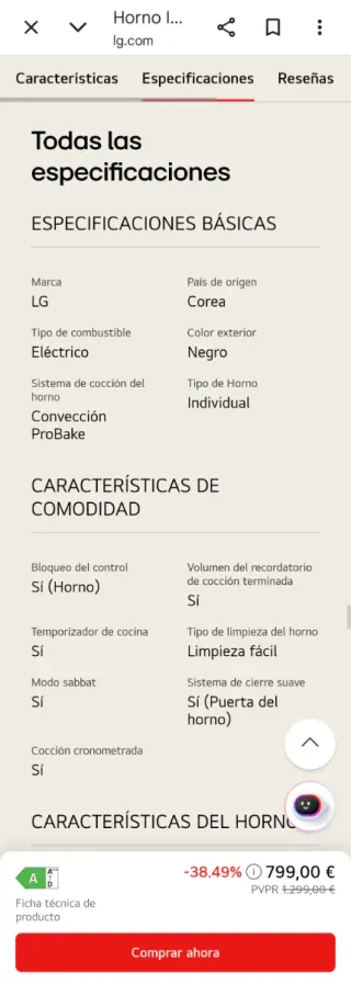 Horno LG - 5 meses de uso aun le queda garantia