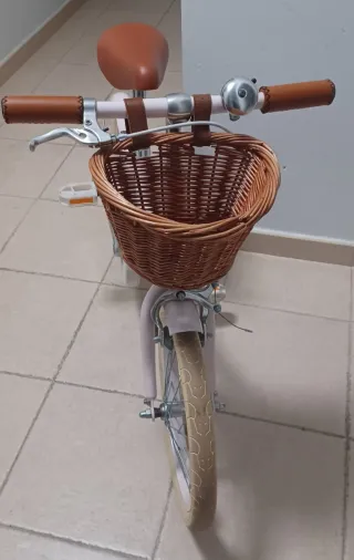 Bicicleta Banwood rosa con cesta