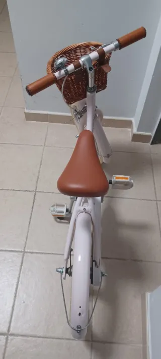 Bicicleta Banwood rosa con cesta