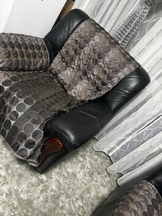 Sofá de piel negro 3+2 plazas