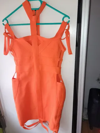 Vestido bandage naranja con cremallera