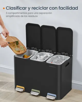 Cubo de basura Papelera Cocina Triple SONGMICS