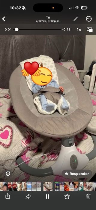 Silla Mecedora Eléctrica Beige y Rosa