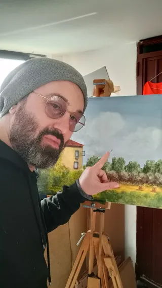 Dipinto acrilico su tela casolare di Treviso