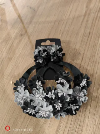 Pendientes flamenca negros y plateados