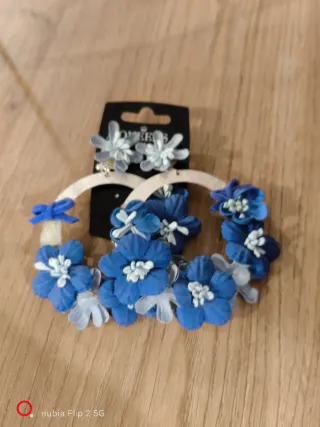 Pendientes flamenca negros y plateados