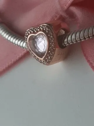 Charm Corazón Plata Rose S925 Circonitas