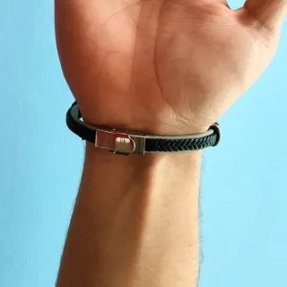Bracciale Lotus Uomo Nero e Argento