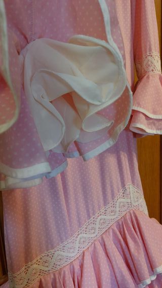 Traje Flamenca Rosa Lunares Talla 42