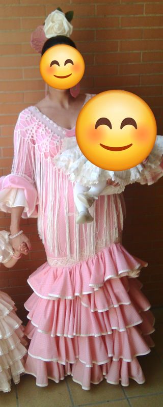 Traje Flamenca Rosa Lunares Talla 42