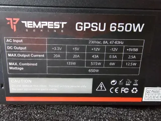 Fuente Alimentación Tempest GPSU 650W