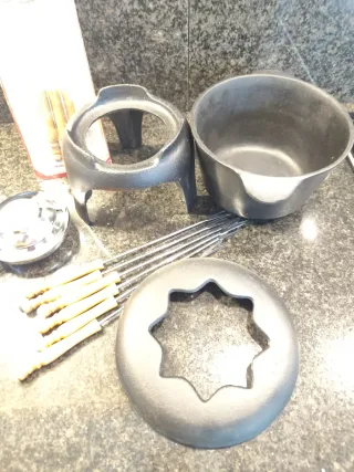 Set Fondue Hierro Forjado Negro