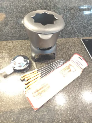 Set Fondue Hierro Forjado Negro