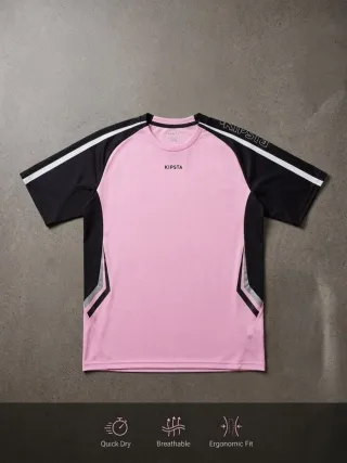 Camiseta Kipsta Técnica Rosa y Negra
