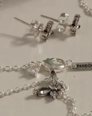Conjunto Pandora Mariposa Plata