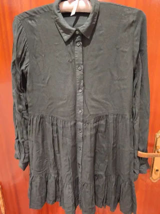 Vestido camisero verde botella manga larga