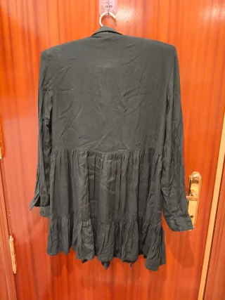 Vestido camisero verde botella manga larga