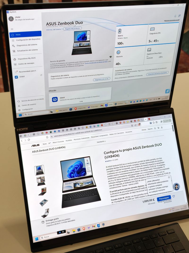 ASUS Zenbook DUO UX8406 - 2 Pantallas - 32Gb - 1Tb afbeelding 2