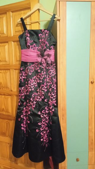 Vestido Sonia Peña Negro y Rosa