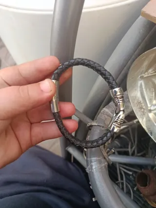 Pulsera trenzada Ssk Style cuero y plata