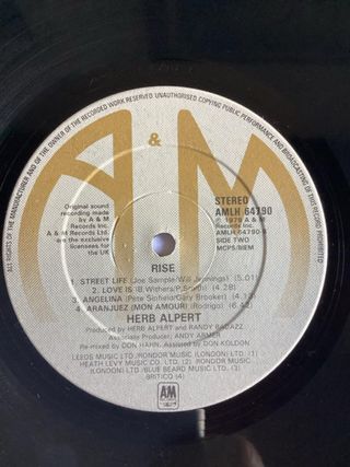Herb Alpert Rise LP Vinile Originale 1979