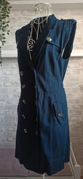 Vestido gabardina azul marino