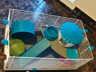 Jaula Hámster Transparente y azul