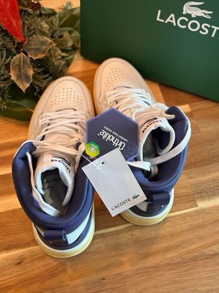 Zapatillas altas Lacoste cuero blanco y azul