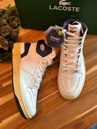 Zapatillas altas Lacoste cuero blanco y azul