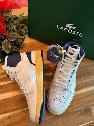 Zapatillas altas Lacoste cuero blanco y azul