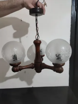 Lámpara Vintage Madera y Cristal