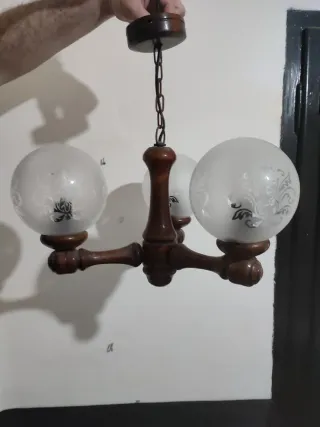 Lámpara Vintage Madera y Cristal