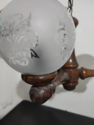 Lámpara Vintage Madera y Cristal