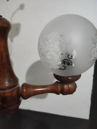 Lámpara Vintage Madera y Cristal