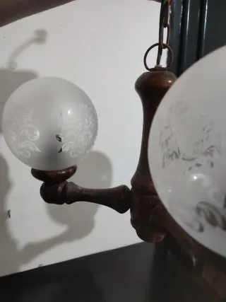 Lámpara Vintage Madera y Cristal