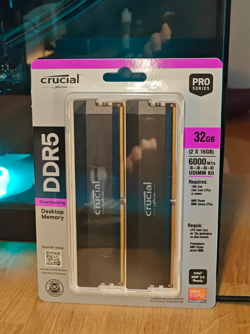 Kit de memoria RAM DDR5 Crucial 32GB (2x16GB) 6000 MT/s CL36 afbeelding 3