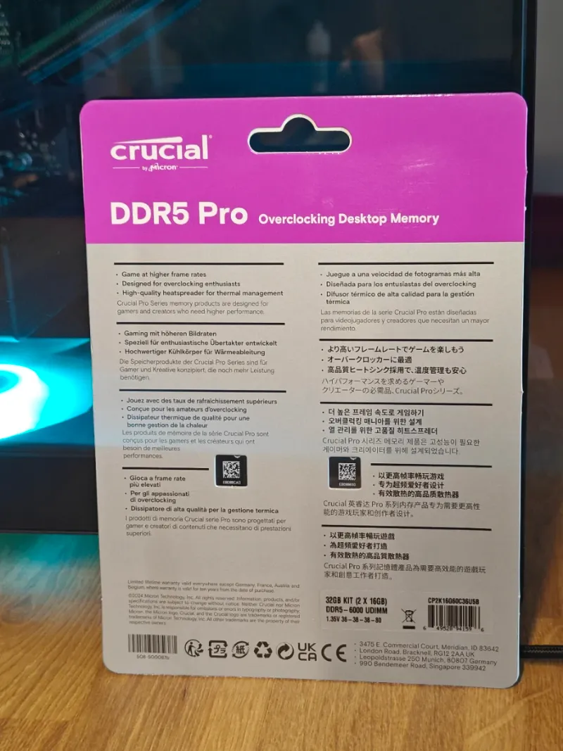 Kit de memoria RAM DDR5 Crucial 32GB (2x16GB) 6000 MT/s CL36 afbeelding 4