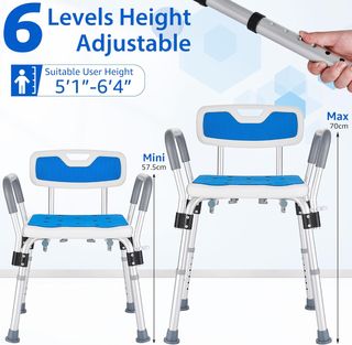 Silla Ducha con Reposabrazos y Respaldo NUEVA