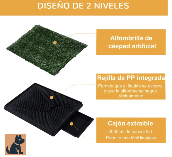 Inodoro para perros con césped artificial