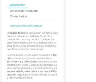 Toldo Fiamma F35 Pro