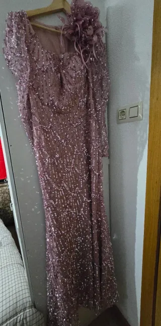 Vestido fiesta rosa lentejuelas