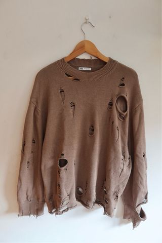 Jersey Zara desgastado marrón