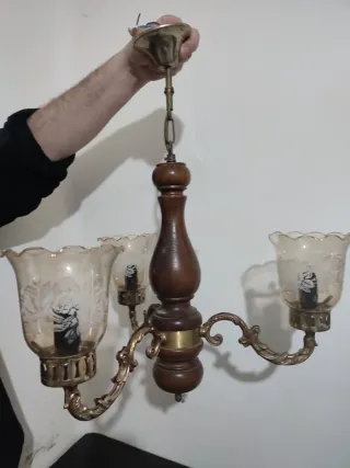 Lámpara de techo vintage madera y metal