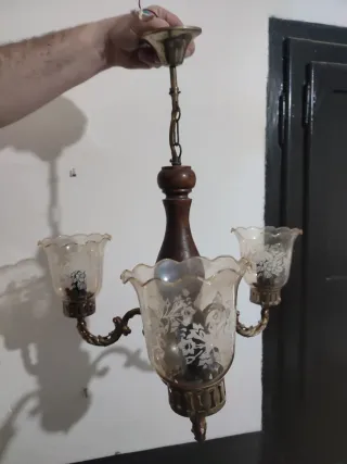 Lámpara de techo vintage madera y metal