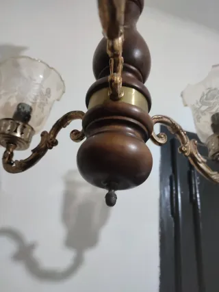 Lámpara de techo vintage madera y metal