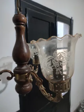 Lámpara de techo vintage madera y metal