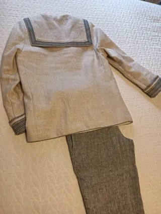 Traje comunión bcrL beige y gris