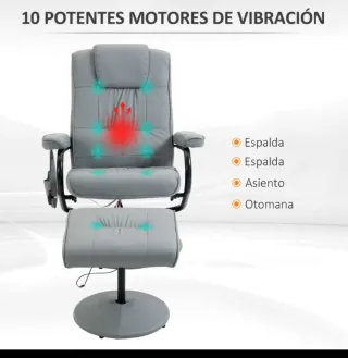 Sillón masaje gris con reposapiés