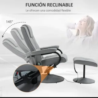 Sillón masaje gris con reposapiés