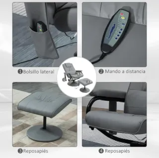 Sillón masaje gris con reposapiés